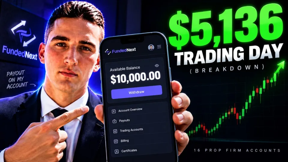 My $10,000 FundedNext Payout Proof + $5,136 Trading Day (Breakdown)